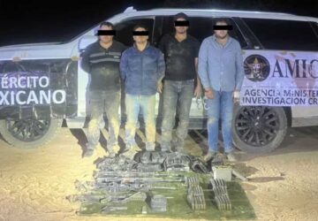 Caen cuatro presuntos miembros de una célula criminal en Sonora con armas y un auto robado en EEUU
