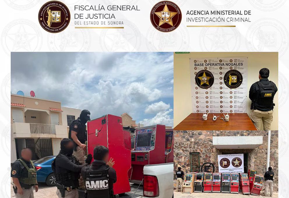 Decomisan 143 tragamonedas, droga y cámaras clandestinas en Sonora y Michoacán